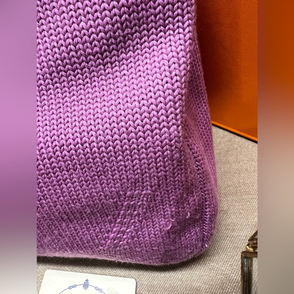 Prada Pink Wool Shoulder Tote Bag w/ Leather Trim on Handle-65AuthenticityCard - Picture 11 of 15